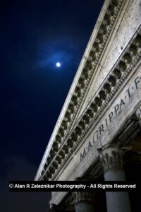 Rome, Italy's Pantheon under a full moon