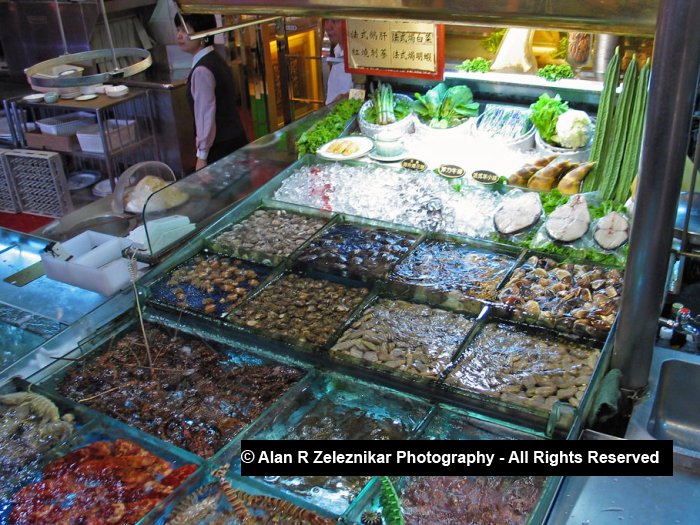 Seafood on display in Taipei Taiwan's Snake Alley night market