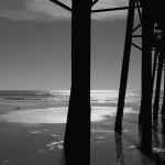 Pier support and wet sand B&W