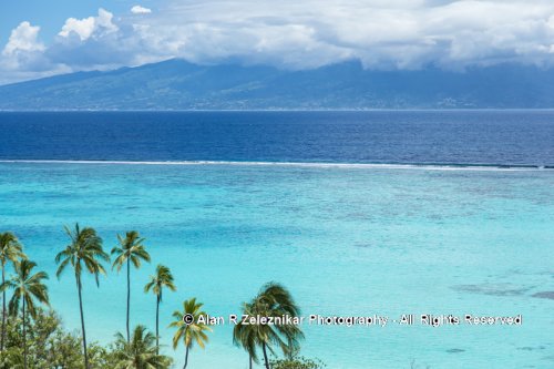 Looking across the reef to Tahiti from Moorea