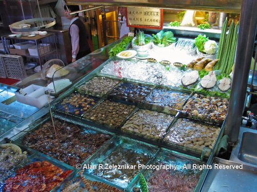 Seafood on display in Taipei Taiwan's Snake Alley night market