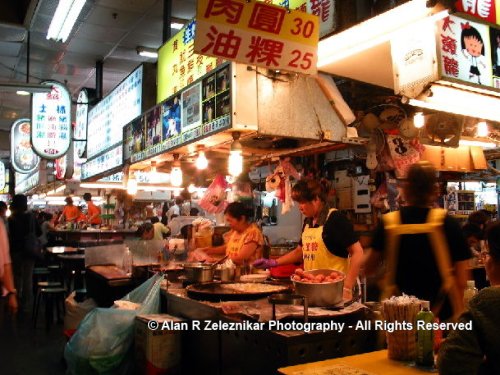 Shihlin Night Market Street scene; Cooking