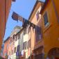 A Quiet Street with Street Art Near the Pantheon