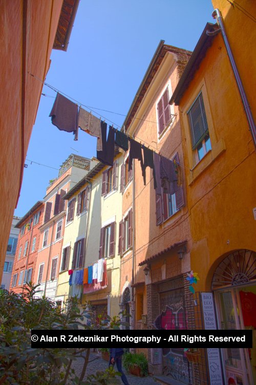 A Quiet Street with Street Art Near the Pantheon