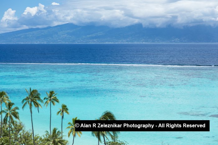 Looking across the reef to Tahiti from Moorea